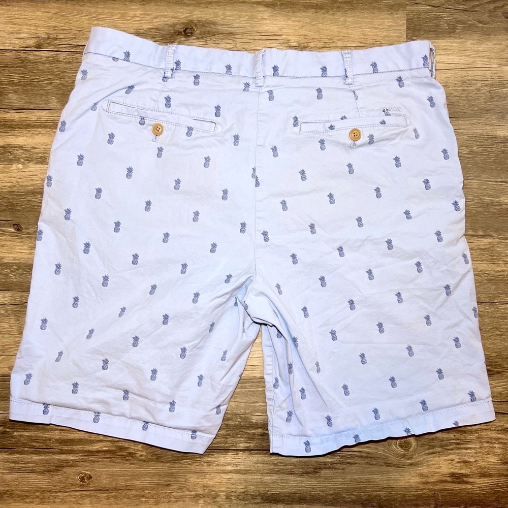 IZOD Pineapple Print Chino Shorts Men's 36W Light Blue Preppy Golf Casual - Picture 2 of 8